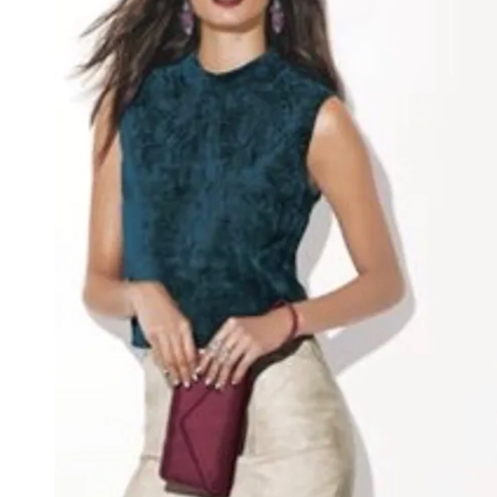 New in the package mark. Teal green and black top with a zipper back Size XXL